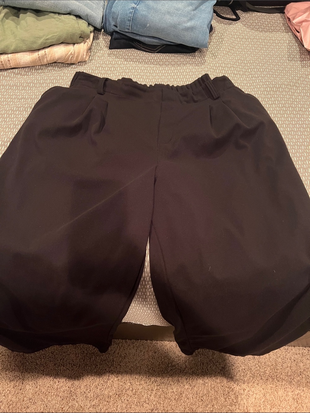 HALARA High Waisted Wide Leg waffle pant in Black